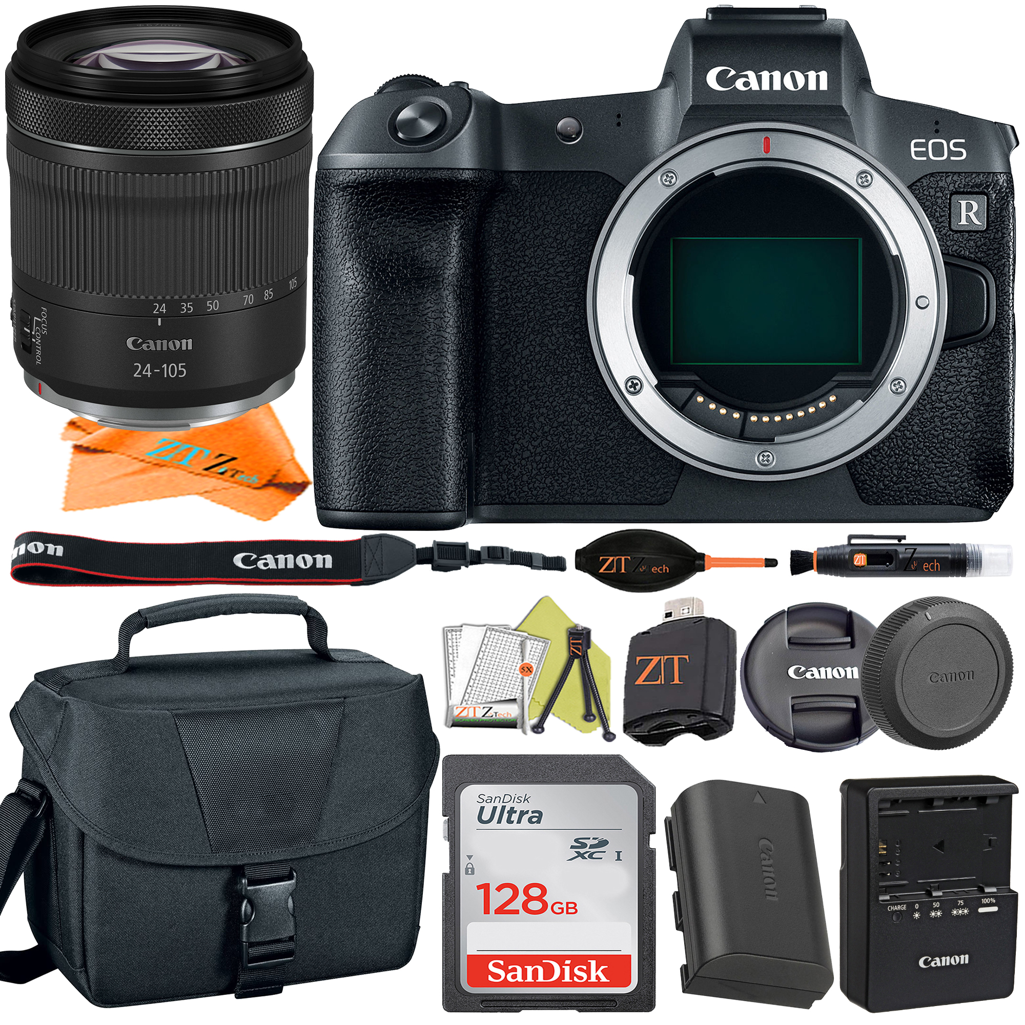 Canon EOS R Mirrorless Digital Camera 30.3MP with RF24-105mm STM Lens + SanDisk 128GB + Case + ZeeTech Accessory Bundle