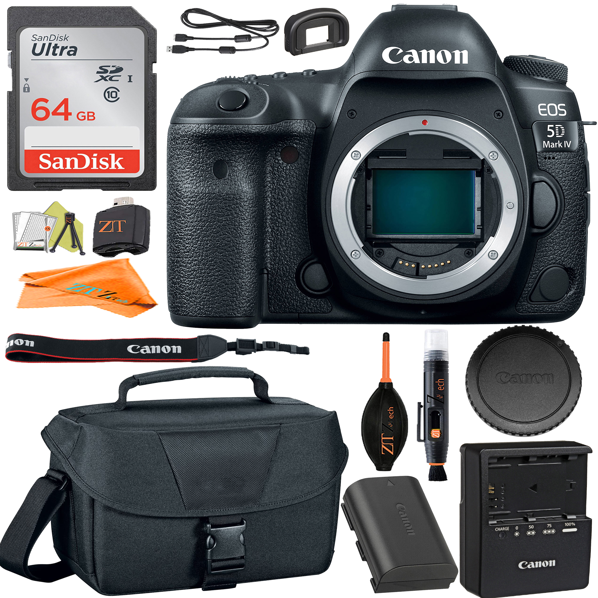 Canon EOS 5D Mark IV DSLR Camera (Body Only) with SanDisk 64GB Card + Case + ZeeTech Accessory Bundle