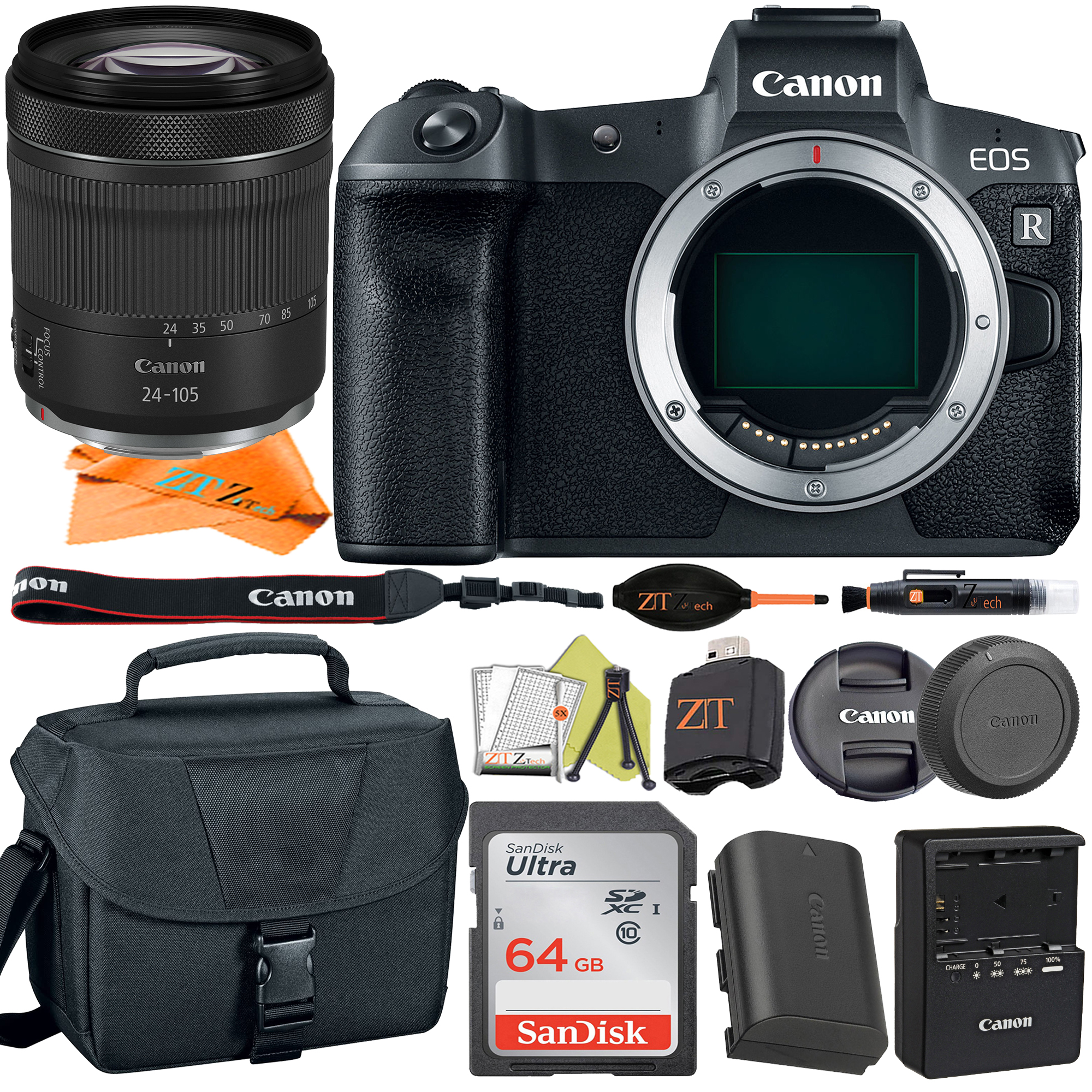 Canon EOS R Mirrorless Digital Camera 30.3MP with RF24-105mm STM Lens + SanDisk 64GB + Case + ZeeTech Accessory Bundle